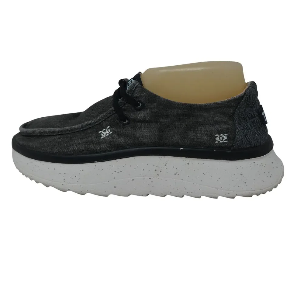 Hey Dude Wendy Peak Chambray Black Canvas Slip On Loafers